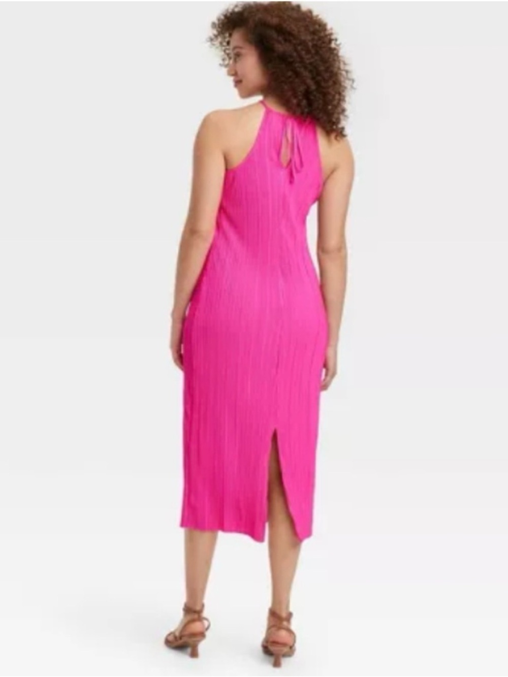 A New Day Knit Plisse Midi Shift Dress in hot pink - Picture 2 of 8